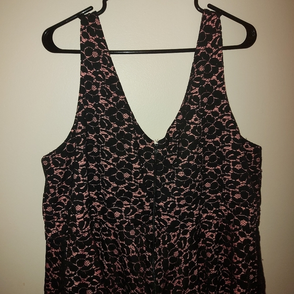New Noir Lace Black & Pink Flare Dress - Picture 9 of 10